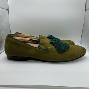 Piergitar Dress Shoes Mens Size 14 Green Velvet Flat Big Green Tassel Hand Made